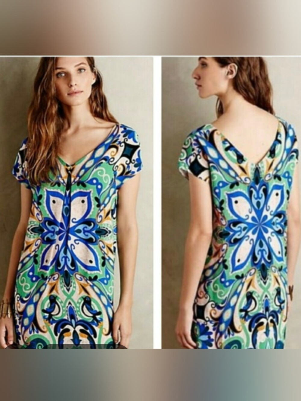 Maeve Multicolor Printed Dress with Blue & Green Accents